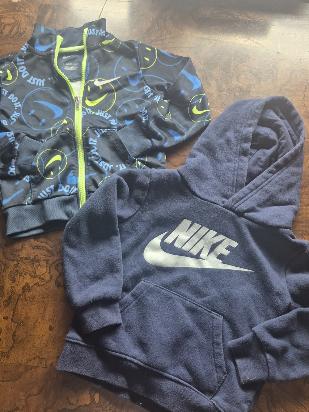 Nike Kids' Navy Hoodie & Graphic Zip Jacket Set - Blue with Neon Accents